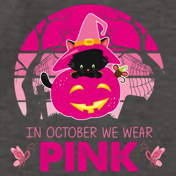 In October We Wear Pink Dinosaur Cat Witch Vector Backpack