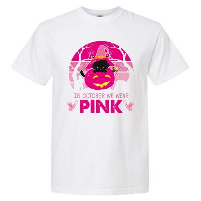 In October We Wear Pink Dinosaur Cat Witch Garment-Dyed Heavyweight T-Shirt