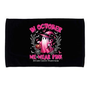 In October We Wear Ghost Witch Breast Cancer Awareness Microfiber Hand Towel