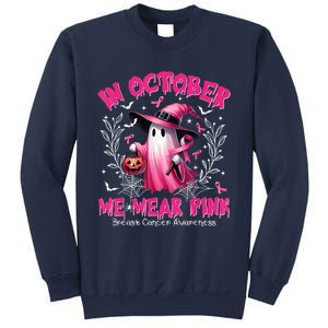 In October We Wear Ghost Witch Breast Cancer Awareness Sweatshirt