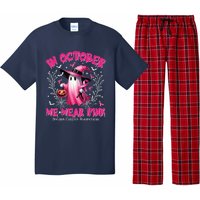 In October We Wear Ghost Witch Breast Cancer Awareness Pajama Set