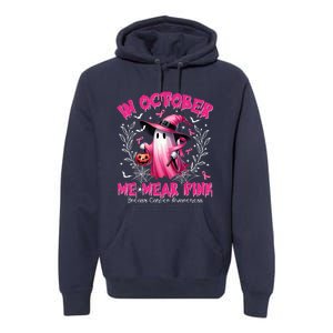 In October We Wear Ghost Witch Breast Cancer Awareness Premium Hoodie