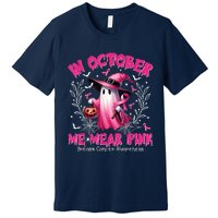 In October We Wear Ghost Witch Breast Cancer Awareness Premium T-Shirt