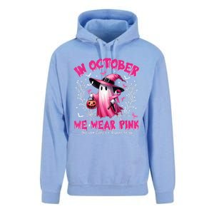 In October We Wear Ghost Witch Breast Cancer Awareness Unisex Surf Hoodie