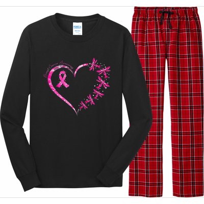 In October We Wear Pink Breast Cancer Awareness Dragonfly Long Sleeve Pajama Set