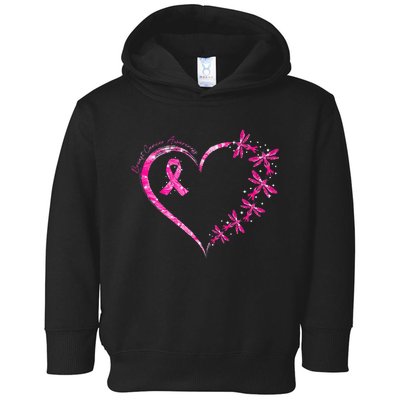 In October We Wear Pink Breast Cancer Awareness Dragonfly Toddler Hoodie