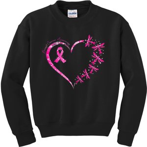 In October We Wear Pink Breast Cancer Awareness Dragonfly Kids Sweatshirt