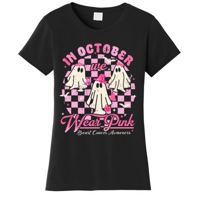 In October We Wear Pink Halloween Breast Cancer Awareness Women's T-Shirt