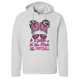 In October We Wear Pink And Watch Football Breast Cancer Performance Fleece Hoodie