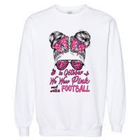 In October We Wear Pink And Watch Football Breast Cancer Garment-Dyed Sweatshirt