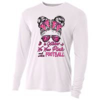 In October We Wear Pink And Watch Football Breast Cancer Cooling Performance Long Sleeve Crew