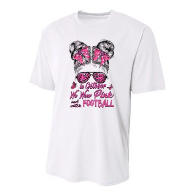 In October We Wear Pink And Watch Football Breast Cancer Youth Performance Sprint T-Shirt