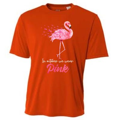 In October We Wear Flamingo Breast Cancer Awareness Meaningful Gift Cooling Performance Crew T-Shirt