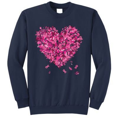 In October We Wear Pink Breast Cancer Awareness Leaves Heart Sweatshirt