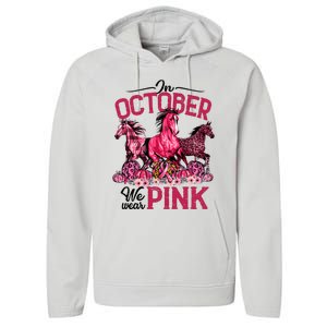 In October We Wear Pink Horse Leopard Pumpkin Breast Cancer Performance Fleece Hoodie