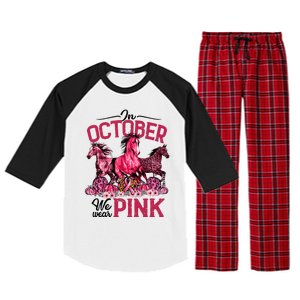 In October We Wear Pink Horse Leopard Pumpkin Breast Cancer Raglan Sleeve Pajama Set