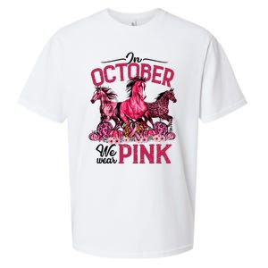 In October We Wear Pink Horse Leopard Pumpkin Breast Cancer Sueded Cloud Jersey T-Shirt