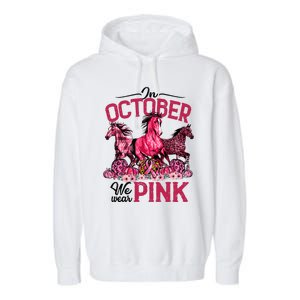 In October We Wear Pink Horse Leopard Pumpkin Breast Cancer Garment-Dyed Fleece Hoodie