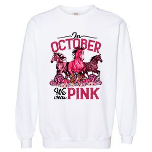 In October We Wear Pink Horse Leopard Pumpkin Breast Cancer Garment-Dyed Sweatshirt