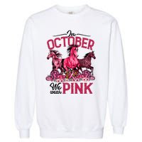 In October We Wear Pink Horse Leopard Pumpkin Breast Cancer Garment-Dyed Sweatshirt