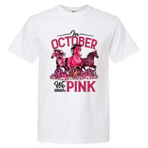 In October We Wear Pink Horse Leopard Pumpkin Breast Cancer Garment-Dyed Heavyweight T-Shirt