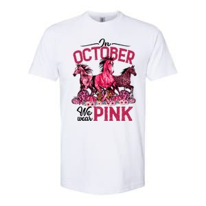 In October We Wear Pink Horse Leopard Pumpkin Breast Cancer Softstyle CVC T-Shirt