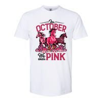 In October We Wear Pink Horse Leopard Pumpkin Breast Cancer Softstyle CVC T-Shirt