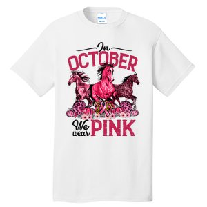 In October We Wear Pink Horse Leopard Pumpkin Breast Cancer Tall T-Shirt