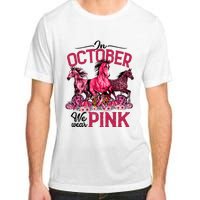 In October We Wear Pink Horse Leopard Pumpkin Breast Cancer Adult ChromaSoft Performance T-Shirt