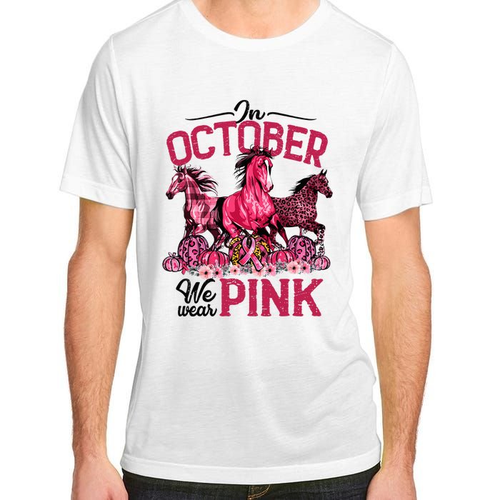 In October We Wear Pink Horse Leopard Pumpkin Breast Cancer Adult ChromaSoft Performance T-Shirt