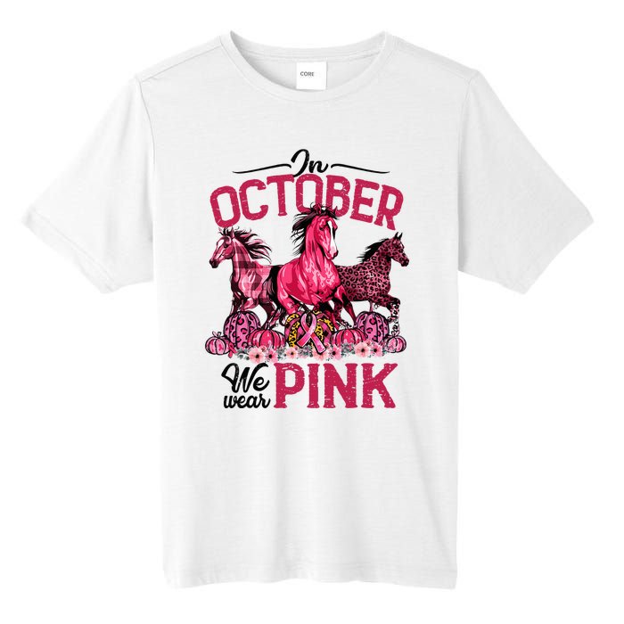 In October We Wear Pink Horse Leopard Pumpkin Breast Cancer Tall Fusion ChromaSoft Performance T-Shirt