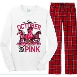 In October We Wear Pink Horse Leopard Pumpkin Breast Cancer Long Sleeve Pajama Set