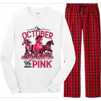 In October We Wear Pink Horse Leopard Pumpkin Breast Cancer Long Sleeve Pajama Set