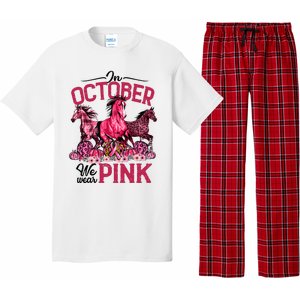 In October We Wear Pink Horse Leopard Pumpkin Breast Cancer Pajama Set