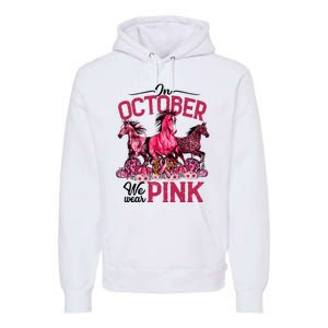 In October We Wear Pink Horse Leopard Pumpkin Breast Cancer Premium Hoodie