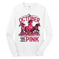 In October We Wear Pink Horse Leopard Pumpkin Breast Cancer Tall Long Sleeve T-Shirt