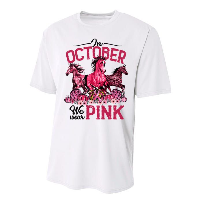 In October We Wear Pink Horse Leopard Pumpkin Breast Cancer Performance Sprint T-Shirt