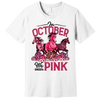 In October We Wear Pink Horse Leopard Pumpkin Breast Cancer Premium T-Shirt