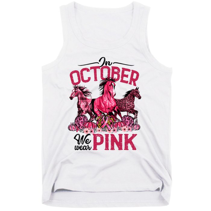 In October We Wear Pink Horse Leopard Pumpkin Breast Cancer Tank Top