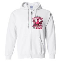 In October We Wear Pink Horse Leopard Pumpkin Breast Cancer Full Zip Hoodie