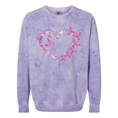 In October We Wear Pink Breast Cancer Awareness Dragonfly Colorblast Crewneck Sweatshirt