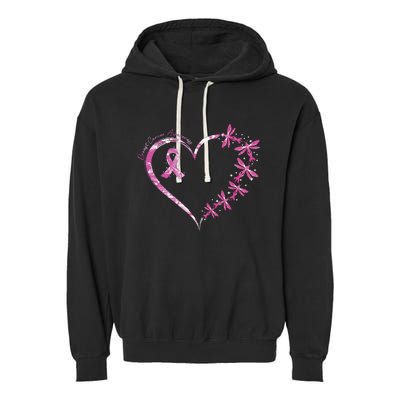 In October We Wear Pink Breast Cancer Awareness Dragonfly Garment-Dyed Fleece Hoodie