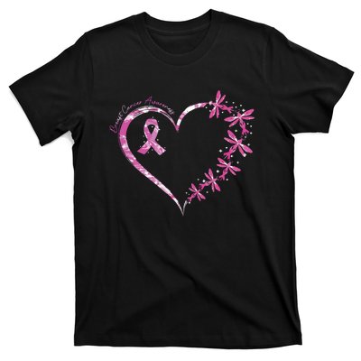 In October We Wear Pink Breast Cancer Awareness Dragonfly T-Shirt