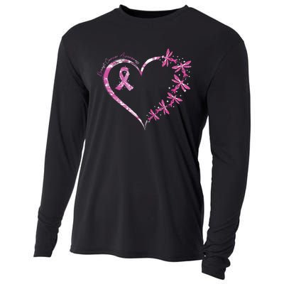 In October We Wear Pink Breast Cancer Awareness Dragonfly Cooling Performance Long Sleeve Crew