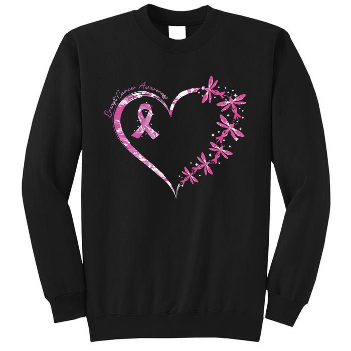 In October We Wear Pink Breast Cancer Awareness Dragonfly Tall Sweatshirt