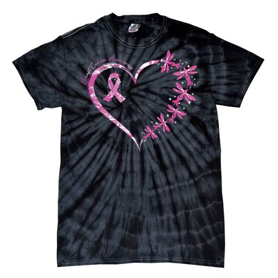 In October We Wear Pink Breast Cancer Awareness Dragonfly Tie-Dye T-Shirt