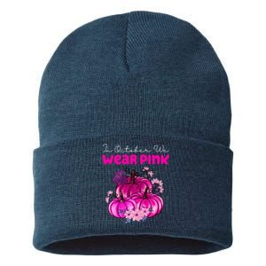 In October We Wear Pink Pumpkin Fall Sustainable Knit Beanie