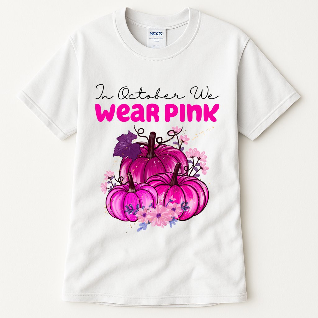 In October We Wear Pink Pumpkin Fall Tall T-Shirt