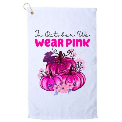 In October We Wear Pink Pumpkin Fall Golf Towel