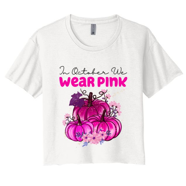 In October We Wear Pink Pumpkin Fall Crop Top